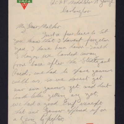 Letter from George Bilton to his mother 